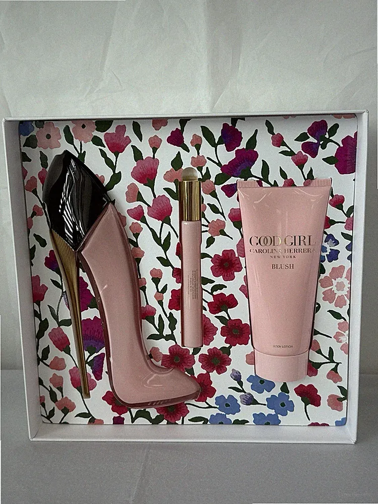 GOOD GIRL BLUSH by Carolina Herrera | Women's 3 Pc Gift Set: 2.7+0.34 EDP+3.4 BL