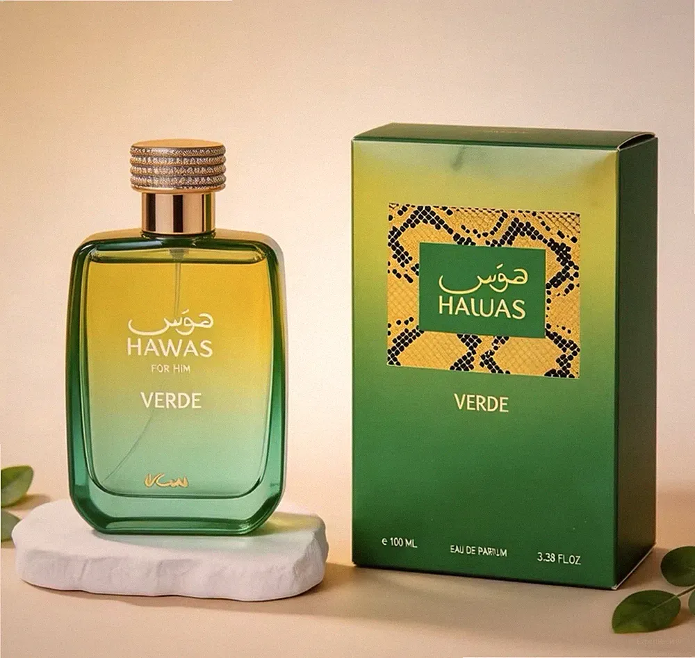 Hawas Verde For Him Men's Eau De Parfum 3.38oz Fresh Herbal & Woody Scent