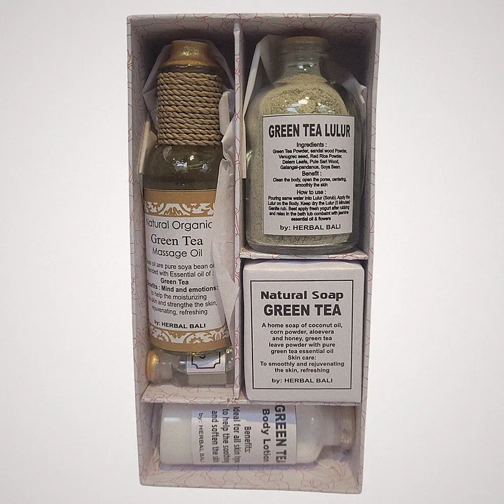 Herbal Bali Natural Organic Green Tea Spa Gift Set Oil Soap Lotion