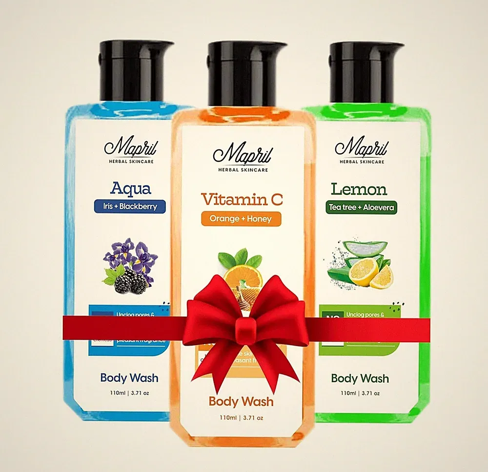 Herbal Body Wash Gift Set 3 Pack | Vitamin C Aloe Tea Tree I Fresh Natural Scent
