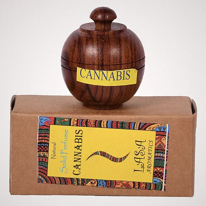 Lasa Aromatic Cannabis Natural Solid Perfume Herbal Body Fragrance In Wooden Jar