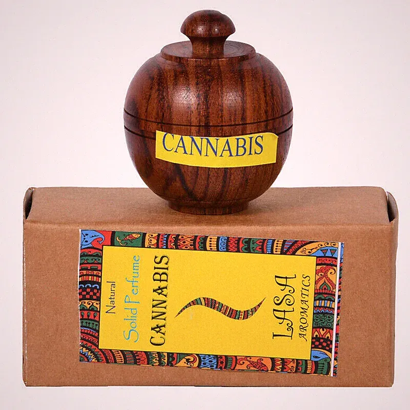 Lasa Natural Solid Perfume Cannabis Herbal Aromatic Body Fragrance In Wooden Jar
