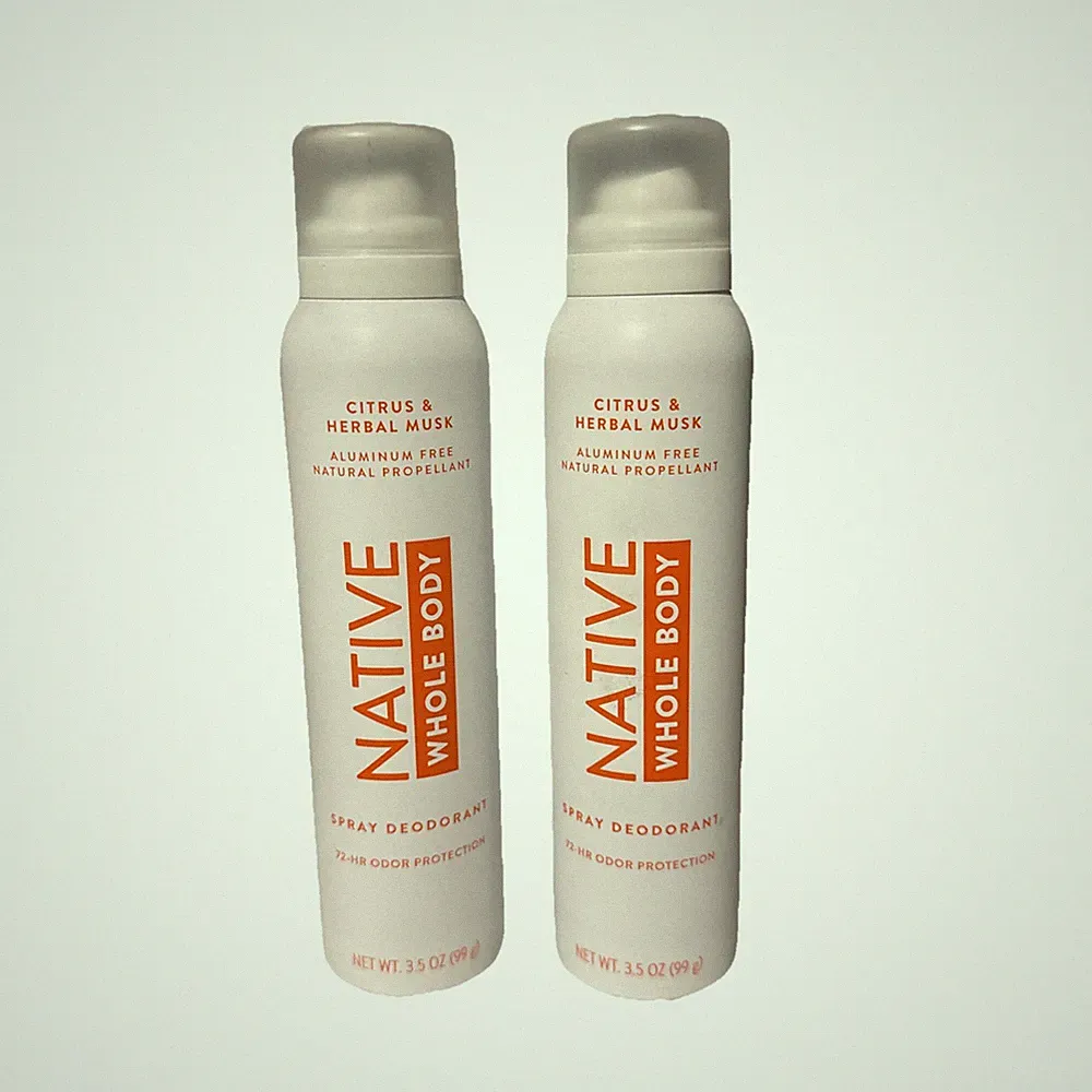 NATIVE Whole Body Spray Deodorant Citrus & Herbal Musk 3.5oz Aluminum Free-2Pk